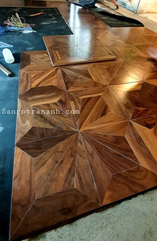 Sàn gỗ Walnut ghép hoa văn 600x600