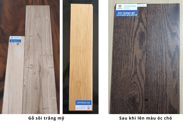 Gỗ sồi trắng mỹ lên màu óc chó